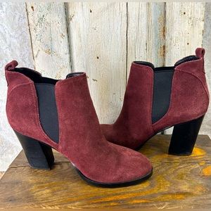 Marc Fisher Saint Chelsea Ankle Boots ♥️Deep Red Suede | Woman’s Size 9